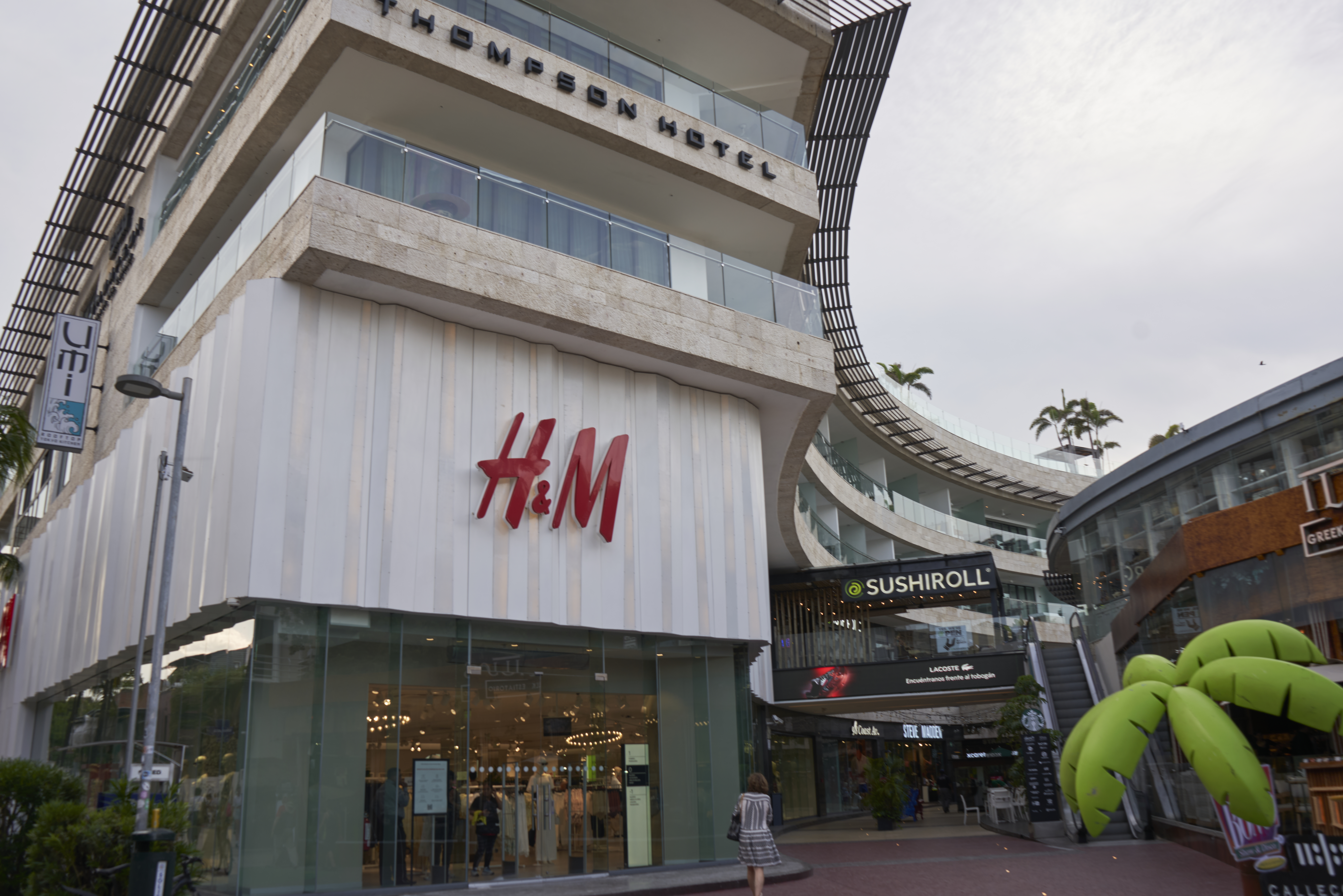 Mall in Playa del Carmen. H&M in Cancun at the thompson hotel.